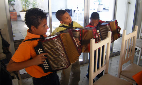 Kids playing Vallenato music, Valledupar