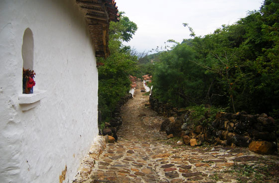A typical cobbled street in Guane, Santander